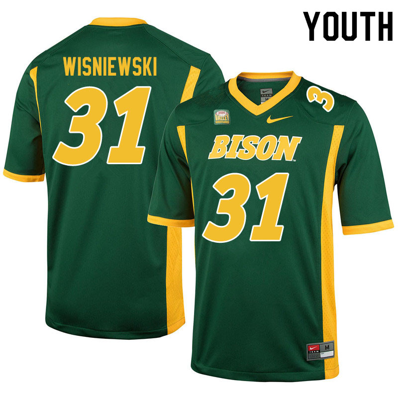 Youth #31 Cole Wisniewski North Dakota State Bison College Football Jerseys Sale-Green - Click Image to Close